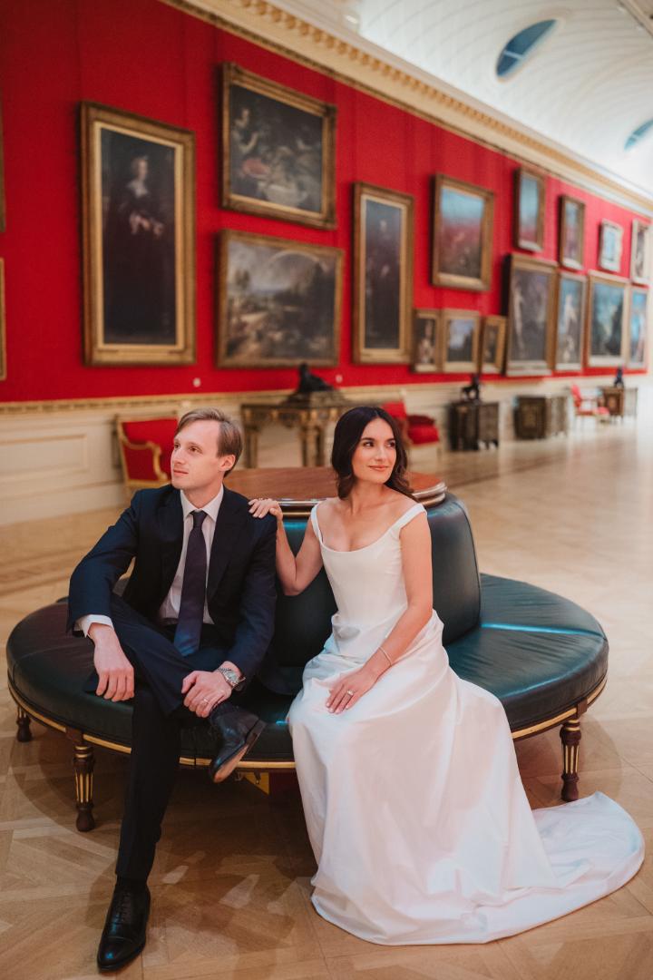bride and groom at the wallace collection